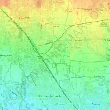Mapa topográfico Cascina Colombara, altitud, relieve