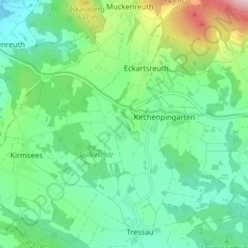 Mapa topográfico Reislas, altitud, relieve
