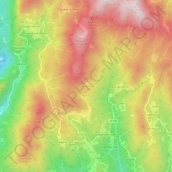 Mapa topográfico Castagneia, altitud, relieve