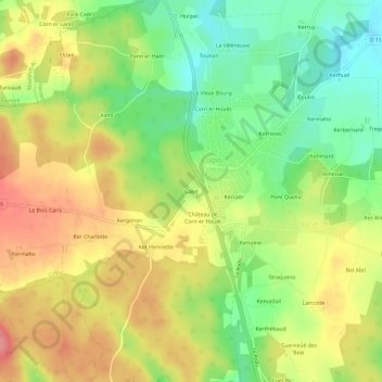 Mapa topográfico Gabit, altitud, relieve