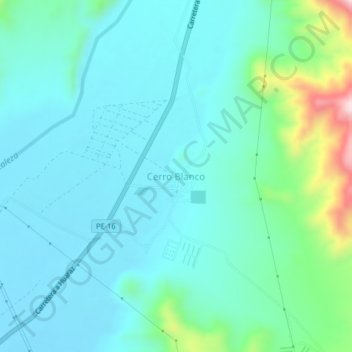 Mapa topográfico Cerro Blanco, altitud, relieve