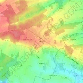 Mapa topográfico La Hictière, altitud, relieve