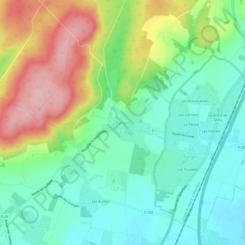 Mapa topográfico Radon, altitud, relieve