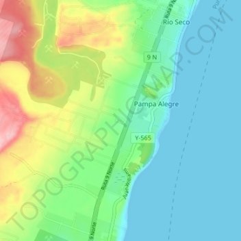 Mapa topográfico Pueblo Vasco, altitud, relieve