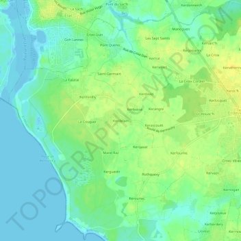 Mapa topográfico Kerdelam, altitud, relieve