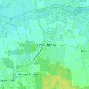 Mapa topográfico Striesow, altitud, relieve