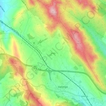 Mapa topográfico Susão, altitud, relieve
