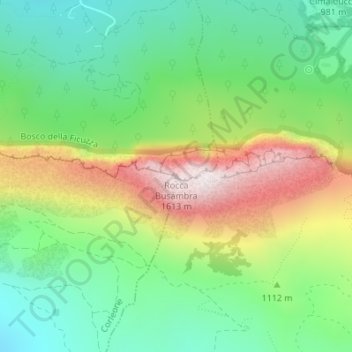 Mapa topográfico Rocca Busambra, altitud, relieve