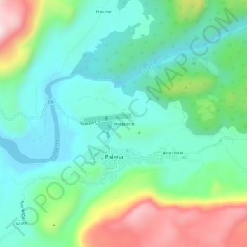 Mapa topográfico Aeropuerto, altitud, relieve