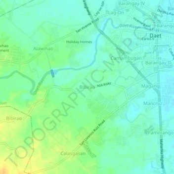 Mapa topográfico Bibirao, altitud, relieve