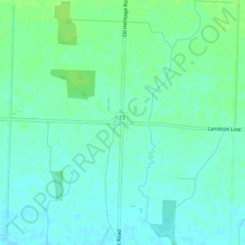 Mapa topográfico Rutherford, altitud, relieve