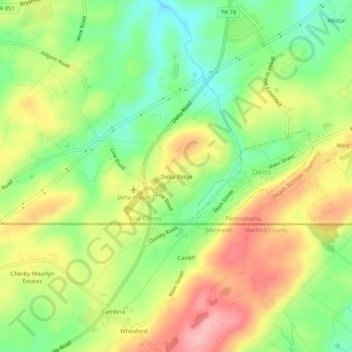 Mapa topográfico Delta Ridge, altitud, relieve