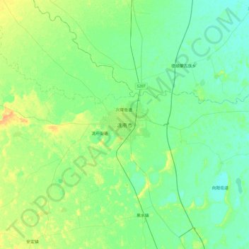 Mapa topográfico 洮南市, altitud, relieve