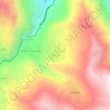 Mapa topográfico Huatta, altitud, relieve