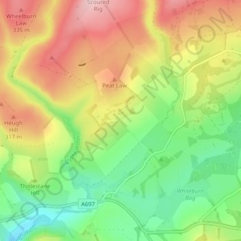 Mapa topográfico Blythe, altitud, relieve