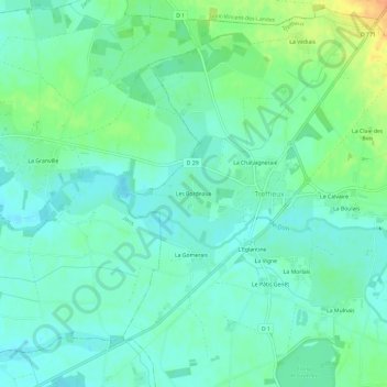 Mapa topográfico Les Bordeaux, altitud, relieve