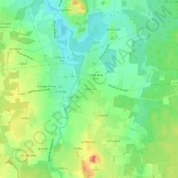 Mapa topográfico Le Pierray, altitud, relieve