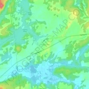Mapa topográfico Seeley's Bay, altitud, relieve