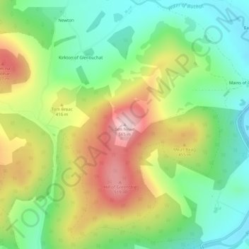 Mapa topográfico Ben Newe, altitud, relieve