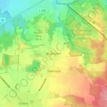 Mapa topográfico Wulmstorf, altitud, relieve