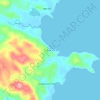 Mapa topográfico Salvacion, altitud, relieve