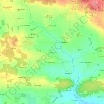 Mapa topográfico Le Cormelet, altitud, relieve