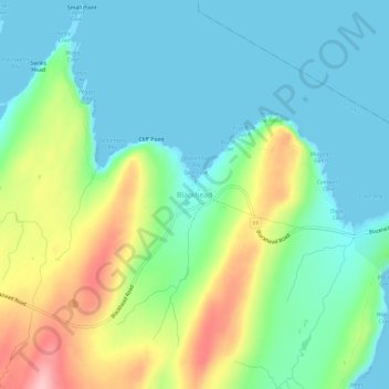 Mapa topográfico Blackhead, altitud, relieve