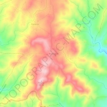 Mapa topográfico Avidagos, altitud, relieve