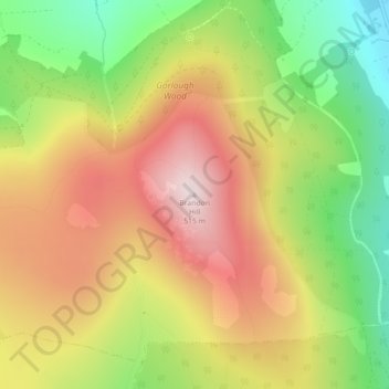 Mapa topográfico Brandon Hill, altitud, relieve