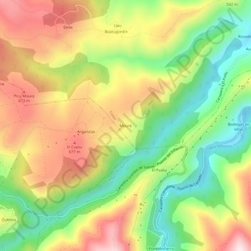 Mapa topográfico Moure, altitud, relieve