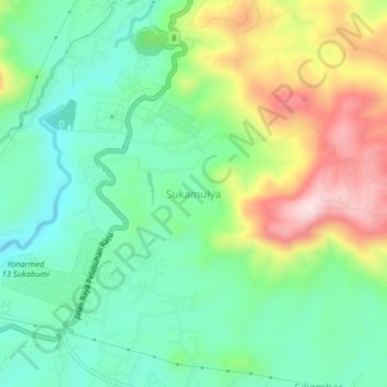 Mapa topográfico Sukamulya, altitud, relieve