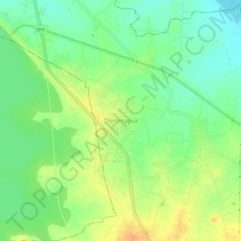 Mapa topográfico Thimmapur, altitud, relieve