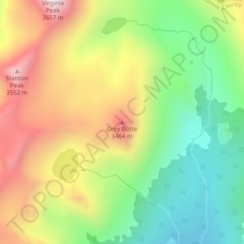 Mapa topográfico Grey Butte, altitud, relieve