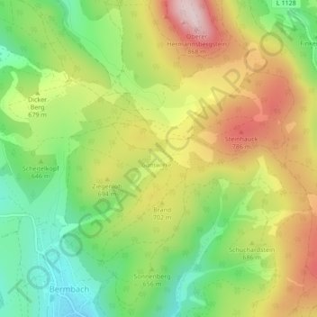 Mapa topográfico Oberes Arntal, altitud, relieve