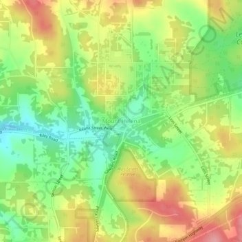 Mapa topográfico Mount Helena, altitud, relieve