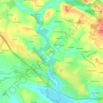 Mapa topográfico Laluisso, altitud, relieve