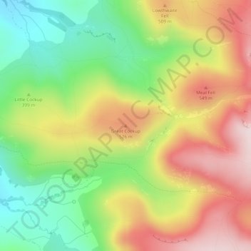 Mapa topográfico Great Cockup, altitud, relieve