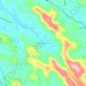 Mapa topográfico Edakkunnam, altitud, relieve