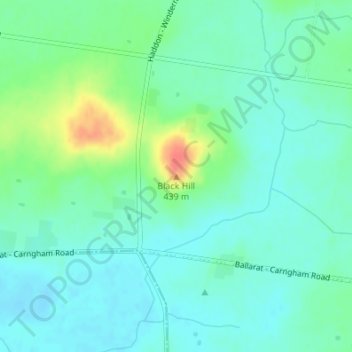 Mapa topográfico Black Hill, altitud, relieve