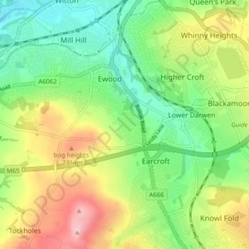 Mapa topográfico Oakdale, altitud, relieve