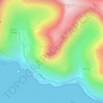 Mapa topográfico Berinartindur, altitud, relieve
