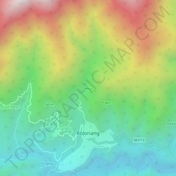 Mapa topográfico Nikja, altitud, relieve