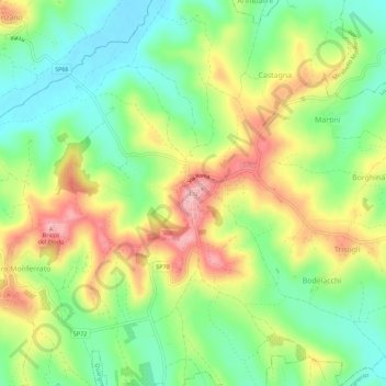 Mapa topográfico Lu, altitud, relieve