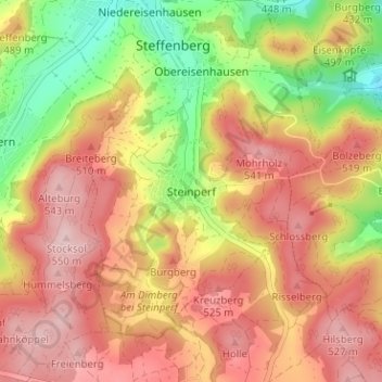 Mapa topográfico Steinperf, altitud, relieve