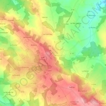 Mapa topográfico La Barrière, altitud, relieve