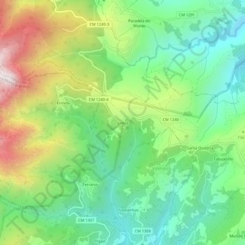 Mapa topográfico Justos, altitud, relieve