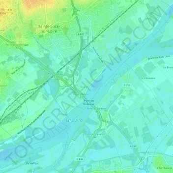 Mapa topográfico Bellevue, altitud, relieve