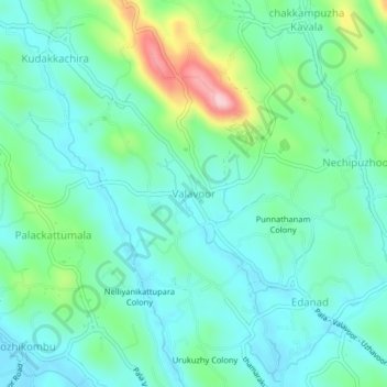 Mapa topográfico Valavoor, altitud, relieve