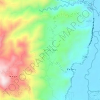 Mapa topográfico Pamintaran, altitud, relieve