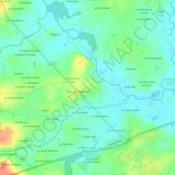 Mapa topográfico La Champagne, altitud, relieve